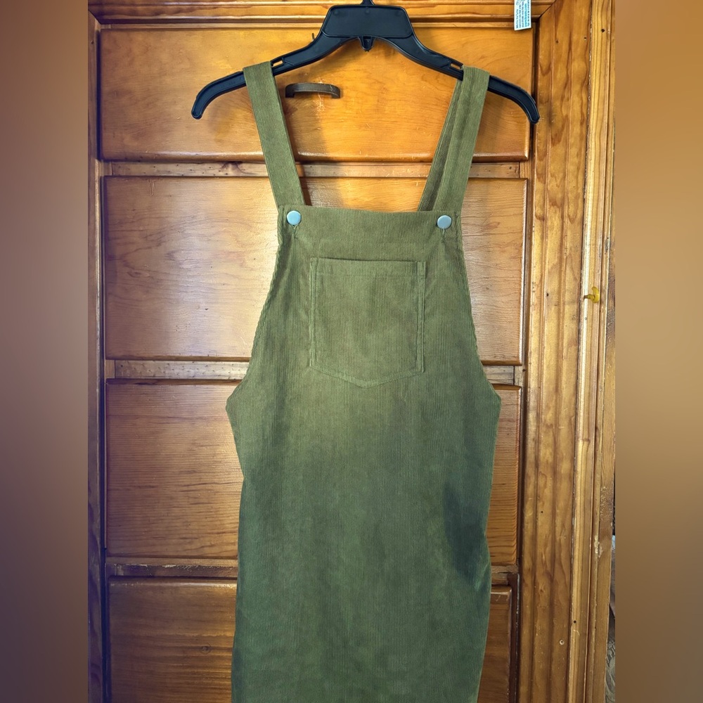 Olive green corduroy tank top dress 
Brand: SHEIN